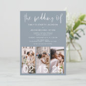 Dusty Blue De bruiloft van minimalistische QR-code Kaart (Staand voorkant)