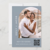 Dusty Blue De bruiloft van minimalistische QR-code Kaart (Achterkant)