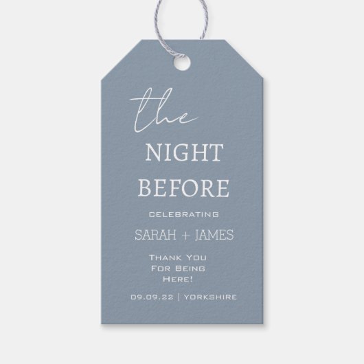 Dusty Blue de nacht voor bruiloft dank u Cadeaulabel (Voorkant)