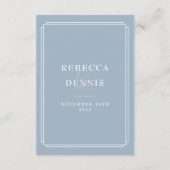 Dusty Blue Deco Wedding Guest Details Informatiekaartje (Achterkant)