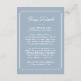 Dusty Blue Deco Wedding Guest Details Informatiekaartje