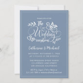 Dusty Blue Decorative Wedding Calligraphy Kaart (Voorkant)