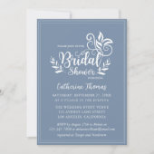 Dusty Blue Decorative Wedding Calligraphy Kaart (Voorkant)