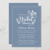 Dusty Blue Decorative Wedding Calligraphy Kaart (Voorkant / Achterkant)