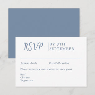 Dusty blue Decorative Wedding Calligraphy RSVP Kaartje