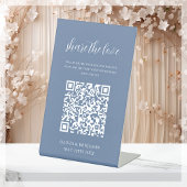 Dusty Blue | Deel de Love QR-code Reclamebord Met Voetstuk
