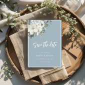 Dusty Blue Delicate Floral Save The Date Card