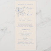 Dusty Blue Delicate Flower Wedding Detail Program Programmakaart (Voorkant)