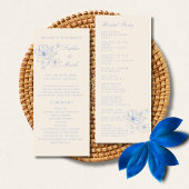 Dusty Blue Delicate Flower Wedding Detail Program Programmakaart