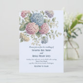Dusty Blue Delicate Hydrangea Flowers Wedding Kaart (Staand voorkant)