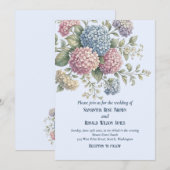 Dusty Blue Delicate Hydrangea Flowers Wedding Kaart (Voorkant / Achterkant)