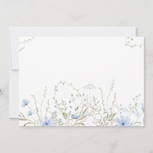 Dusty Blue Delicate Wildflower Wedding Kaart (Achterkant)