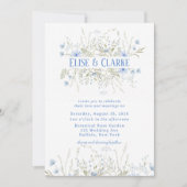Dusty Blue Delicate Wildflower Wedding Uitnodiging (Voorkant)