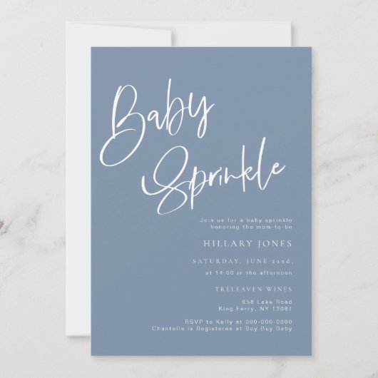Dusty Blue Denim Bohemian Baby Sprinkle Invitation Kaart (Voorkant)