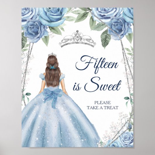 Dusty Blue des Quinceañera Kaarten & Gifts Poster (Voorkant)