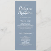 Dusty Blue Designer Script Custom Wedding Program Programmakaart (Voorkant)