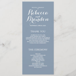 Dusty Blue Designer Script Custom Wedding Program Programmakaart