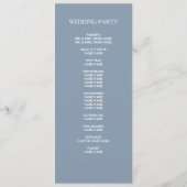 Dusty Blue Designer Script Custom Wedding Program Programmakaart (Achterkant)