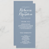 Dusty Blue Designer Script Custom Wedding Program Programmakaart (Voorkant / Achterkant)