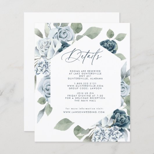 Dusty Blue Details Kaart (Voorkant / Achterkant)