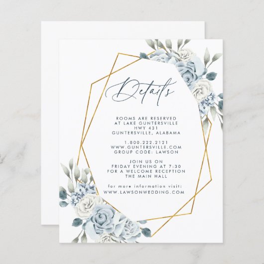 Dusty Blue Details Kaart (Voorkant / Achterkant)