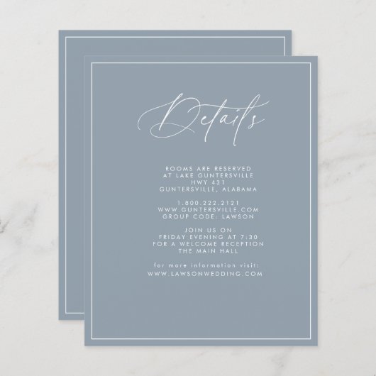 Dusty Blue Details Kaart (Voorkant / Achterkant)