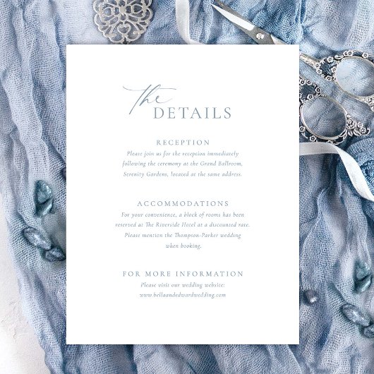 Dusty Blue Details Wedding Card RSVP Kaartje