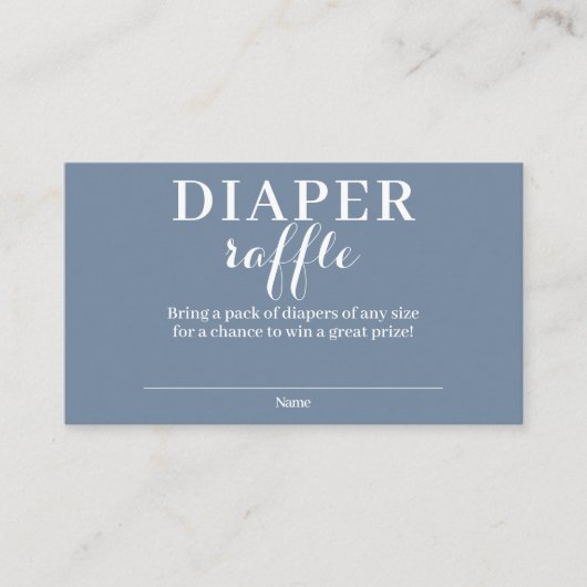 Dusty Blue Diaper Raffle Enclosure Card Informatiekaartje (Voorkant)