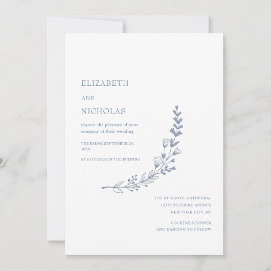 Dusty Blue digitale sjabloon huwelijksuitnodiging Kaart (Voorkant)