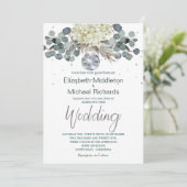 Dusty Blue Disco Ball Floral Elegant Wedding Kaart (Staand voorkant)