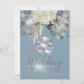 Dusty Blue Disco Ball Floral Elegant Wedding Kaart (Achterkant)