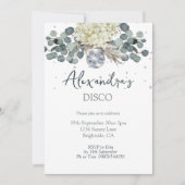 Dusty Blue Disco Ball Floral Vrijgezellenfeest Kaart (Voorkant)