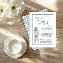 Dusty Blue Display Shower Card | Unwrapped Gifts Informatiekaartje
