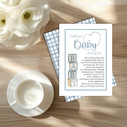 Dusty Blue Display Shower Card | Unwrapped Gifts Informatiekaartje