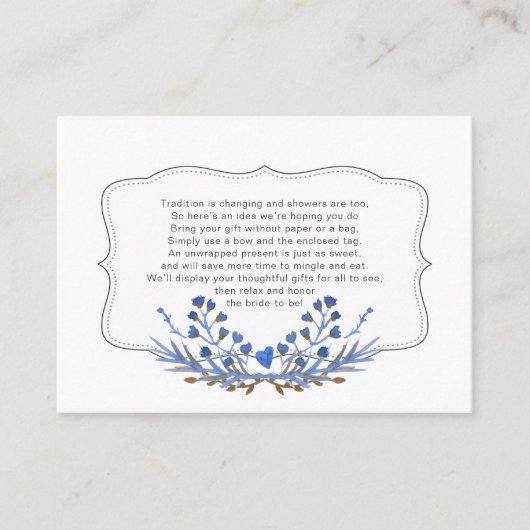 Dusty Blue Display vrijgezellenfeest-invoegkaart Informatiekaartje (Voorkant)