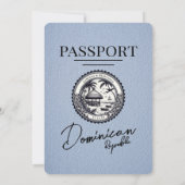 Dusty Blue Dominicaanse Republiek Passport Wedding Kaart (Achterkant)