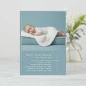 Dusty Blue doop foto Baby Boy doop Kaart (Staand voorkant)