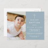 Dusty blue doopfoto briefkaart (Voorkant / Achterkant)