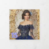 Dusty Blue Dragonfly Prinses Trifold Quinceañera Drieluik Wenskaart (Cover)