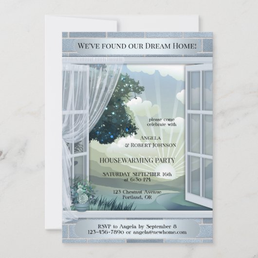 Dusty Blue Dream Home Huisverwarming Kaart (Voorkant)