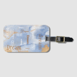 Dusty Blue Dream Script Gold Waterverf Bagagelabel