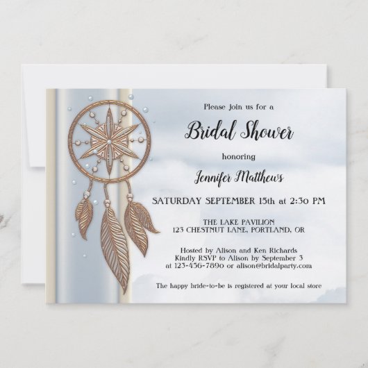 Dusty Blue Dreamcatcher Bridal Shower Uitnodiging (Voorkant)