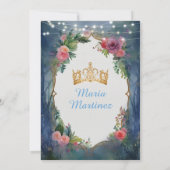 Dusty Blue Dress Dark Forest Floral Mis Quince Kaart (Achterkant)