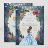 Dusty Blue Dress Dark Forest Floral Mis Quince Kaart (Voorkant / Achterkant)