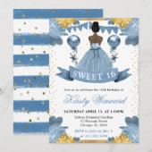 Dusty Blue Dress Dark Skin Princess Sweet 16 Kaart (Voorkant / Achterkant)