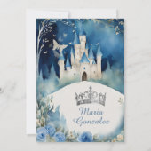 Dusty Blue Dress Forest Zilver Kasteel Quiñceanera Kaart (Achterkant)