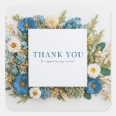 Dusty Blue Dried Floral Rustic Botanical Wreath Vierkante Sticker (Voorkant)