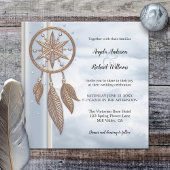Dusty Blue Drocatcher Wedding Invitation Kaart