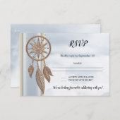 Dusty Blue Drocatcher Wedding RSVP Card Kaart (Voorkant / Achterkant)