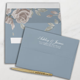 Dusty Blue Dusty Roos Floral Lined Wedding Envelop